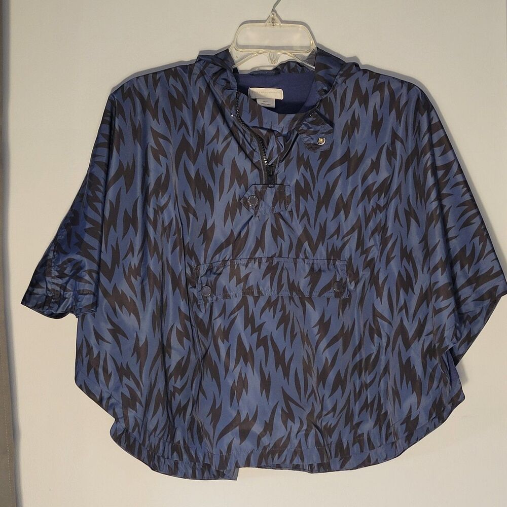 Stella McCartney Kids Blue w/Black Lightening Print Hooded Rain Poncho Size 4